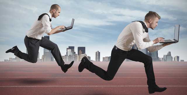 business competition runners with internet